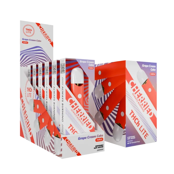 Cherried Disposable Vapes 2ml THCh Lite Grape & Cake (Indica)