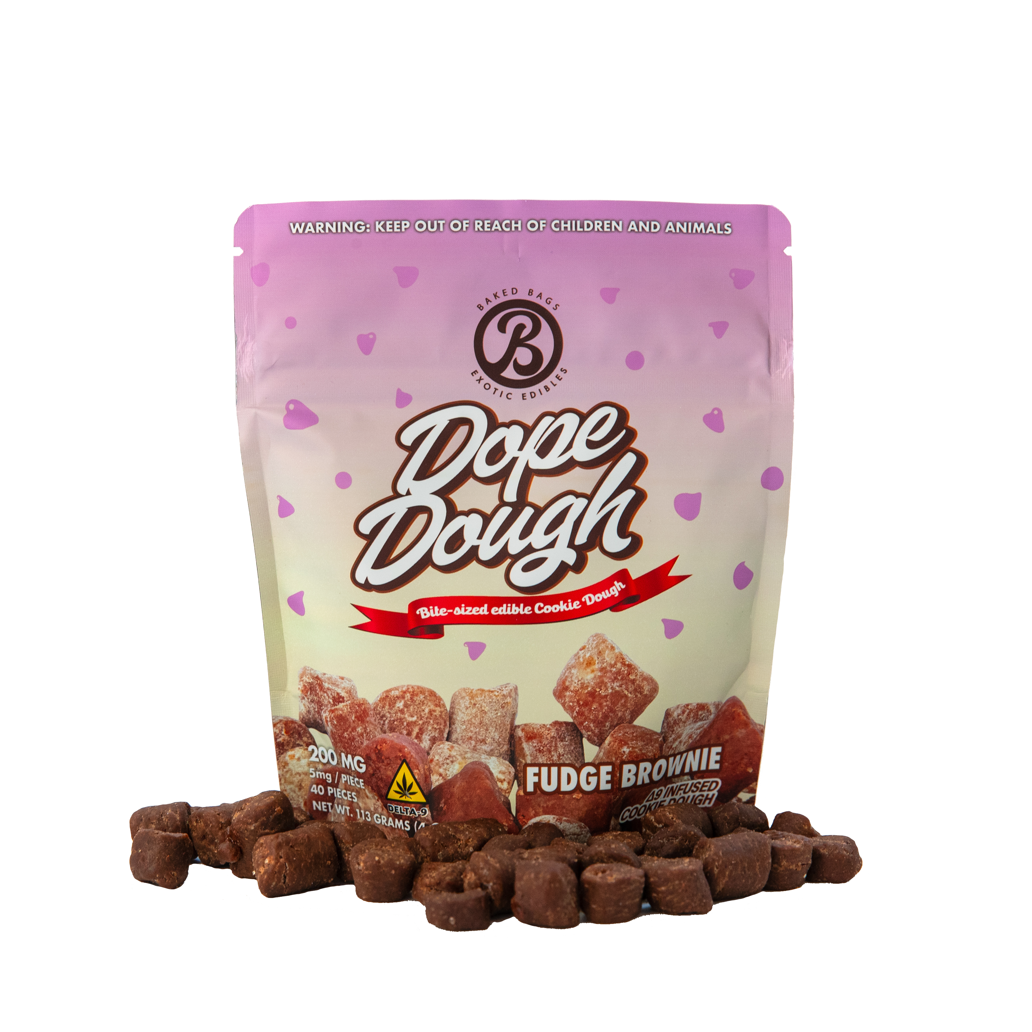 Baked Bags Edible Dope Dough 200mg D9 Fudge Brownie 10ct