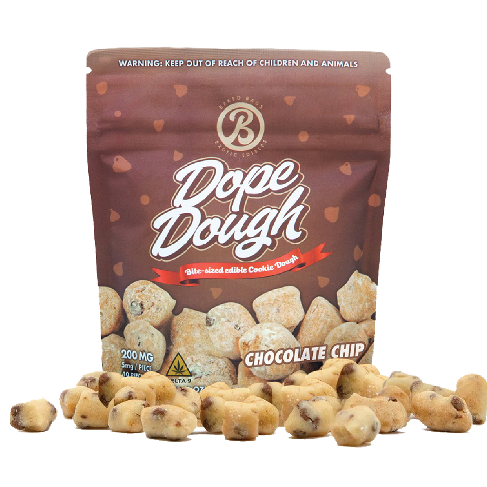 Baked Bags Edible Dope Dough 200mg D9 Chocolate Chip 10ct