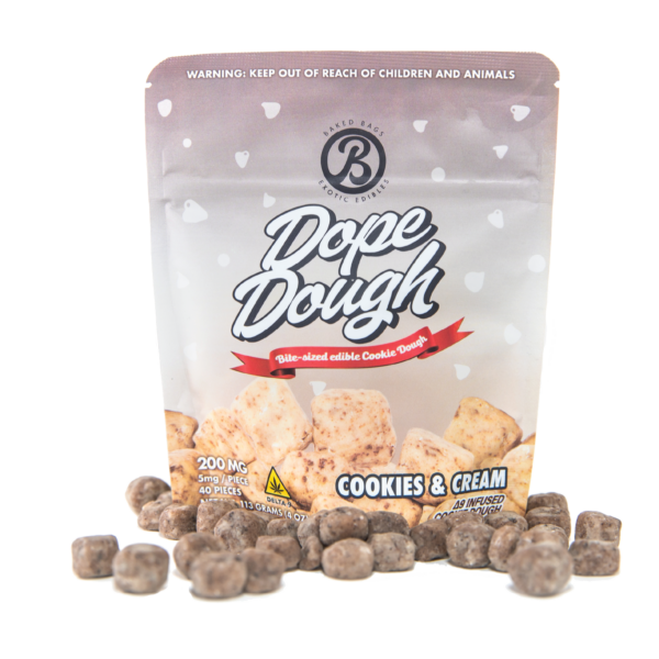 Baked Bags Edible Dope Dough 200mg D9 Cookies and Cream 10ct