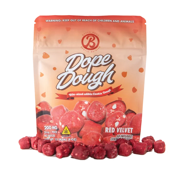 Baked Bags Edible Dope Dough 200mg D9 Red Velvet 10ct