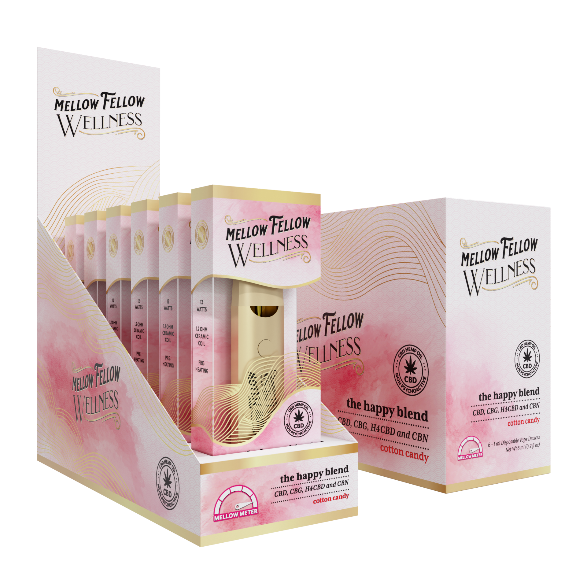 Mellow Fellow Wellness Disposable Vape 1ml Happy Blend Cotton Candy