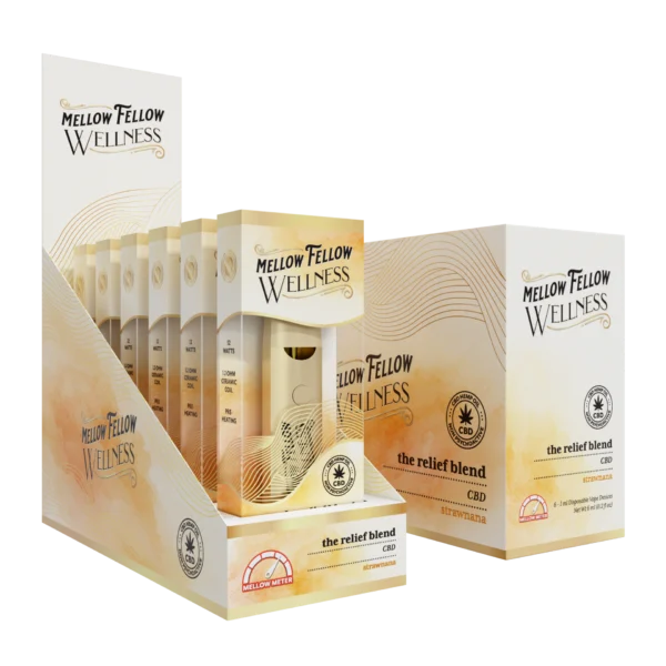Mellow Fellow Wellness Disposable Vape 1ml Relief Blend Strawnana