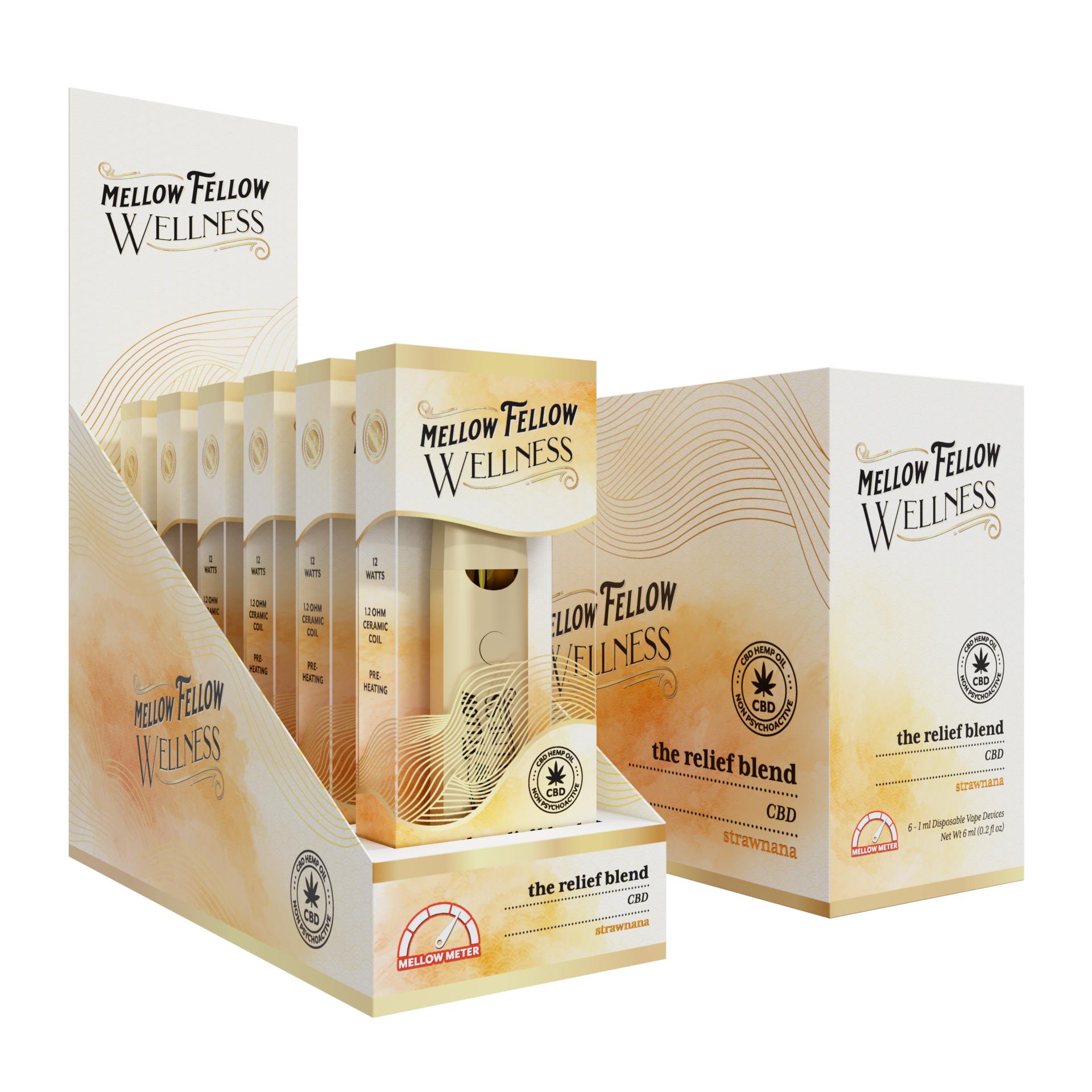 Mellow Fellow Wellness Disposable Vape 1ml Relief Blend Strawnana