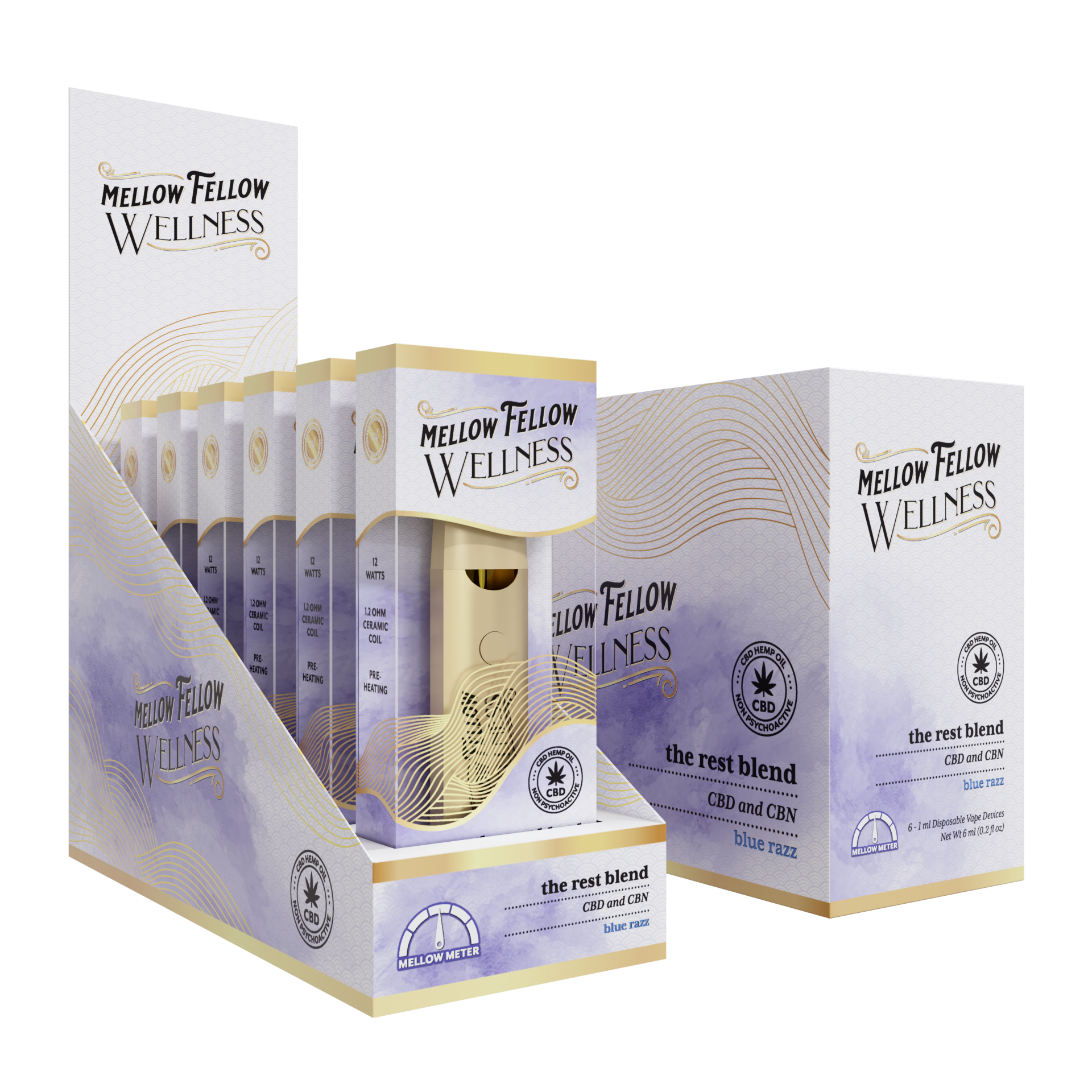 Mellow Fellow Wellness Disposable Vape 1ml Rest Blend Blue Razz