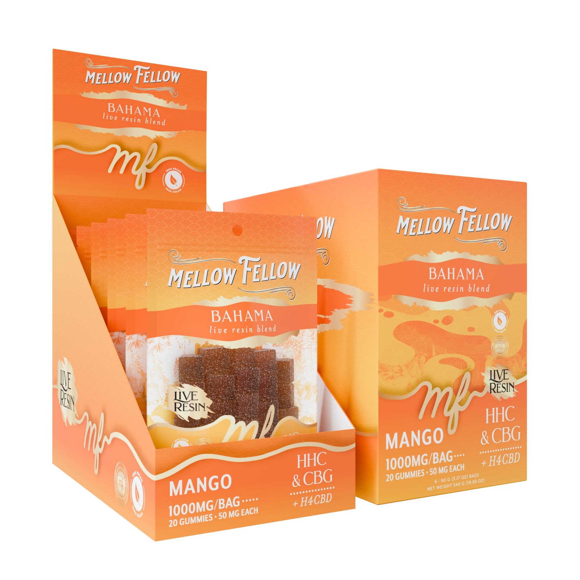 Mellow Fellow Edibles Live Resin M-Fusion 1000mg 20pc Bahama Blend Mango
