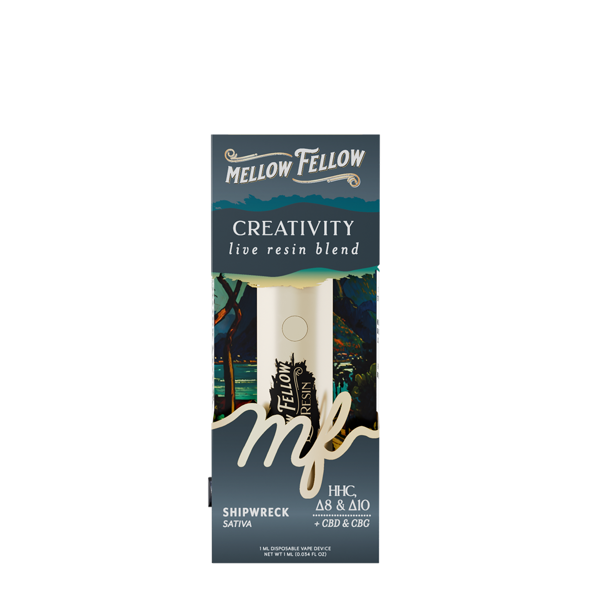 Mellow Fellow Live Resin Vape Disposable 1ml Creativity Blend Shipwreck (sativa)