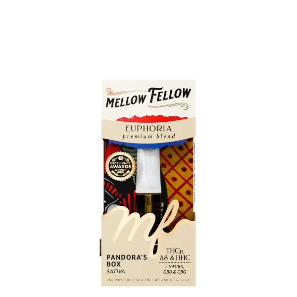 Mellow Fellow Live Resin Euphoria Blend leftml Vape Cartridge – Pandora’s Box (Sativa) front