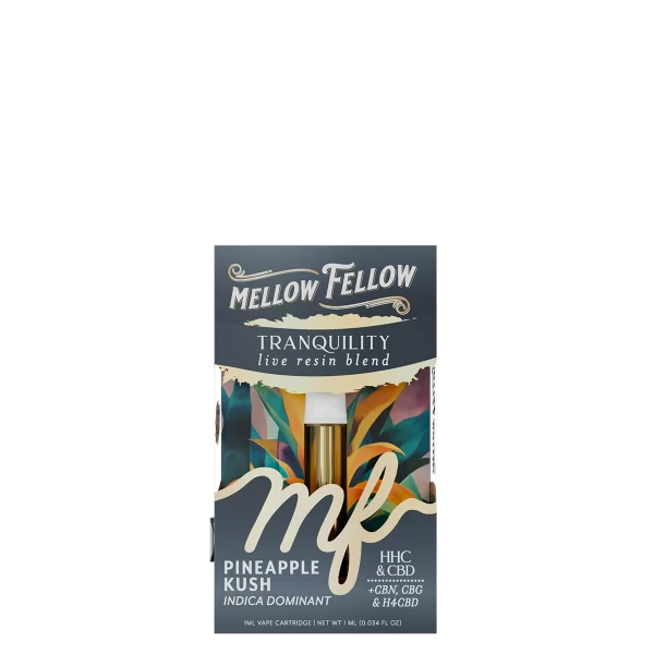 Mellow Fellow Live Resin Tranquility Blend frontml Vape Cartridge Pineapple Kush Indica Dominant front