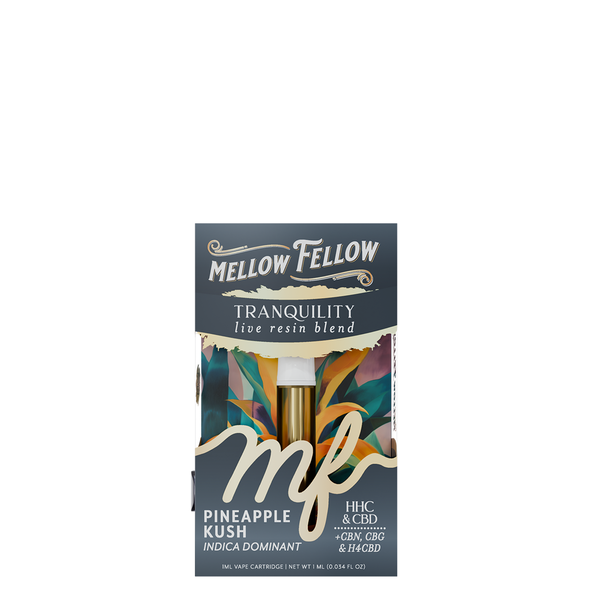 Mellow Fellow Live Resin Vape Cartridge 1ml Tranquility Blend Pineapple Kush (indica)