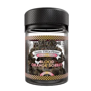 Twenty One Cannabis Exotic Flower 1 OZ THCA Blood Orange Sorbet (Hybrid)