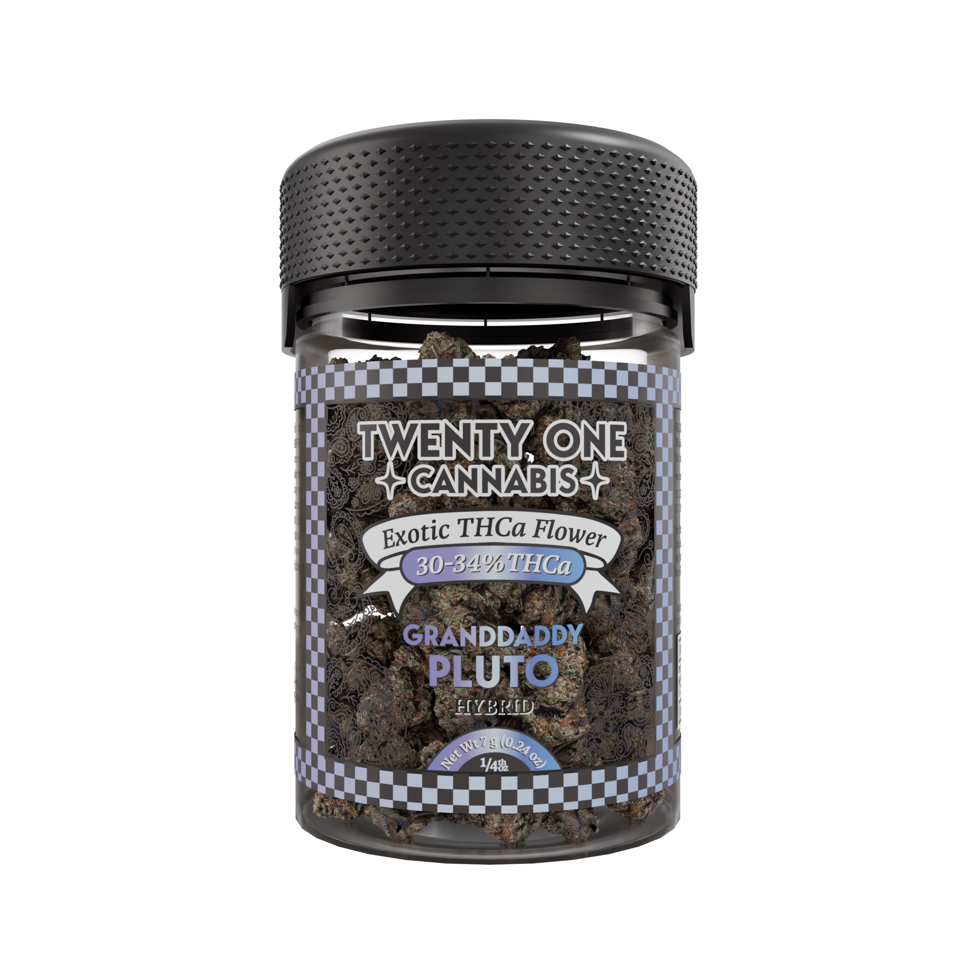 Twenty One Cannabis Exotic Flower 7g THCA Grandaddy Pluto (Hybrid)