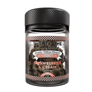 Twenty One Cannabis Exotic Flower 1 OZ THCA Strawberries and Cream (Sativa)
