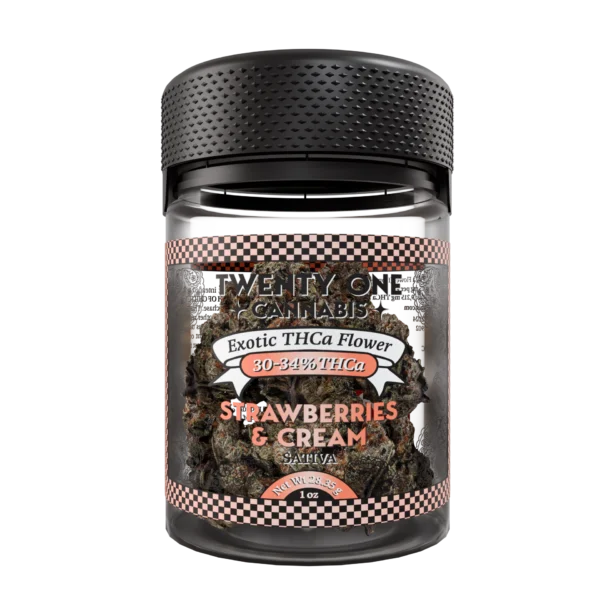 Twenty One Cannabis Exotic Flower 1 OZ THCA Strawberries and Cream (Sativa)