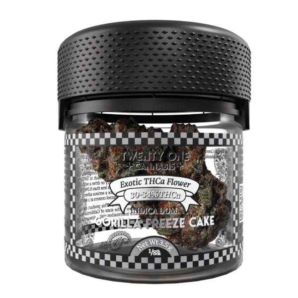 Twenty One Cannabis Exotic Flower 3.5g THCA Gorilla Freeze Cake (indica)