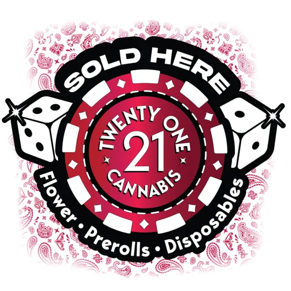 Twenty One Marketing Material Window Decal THCa Outside
