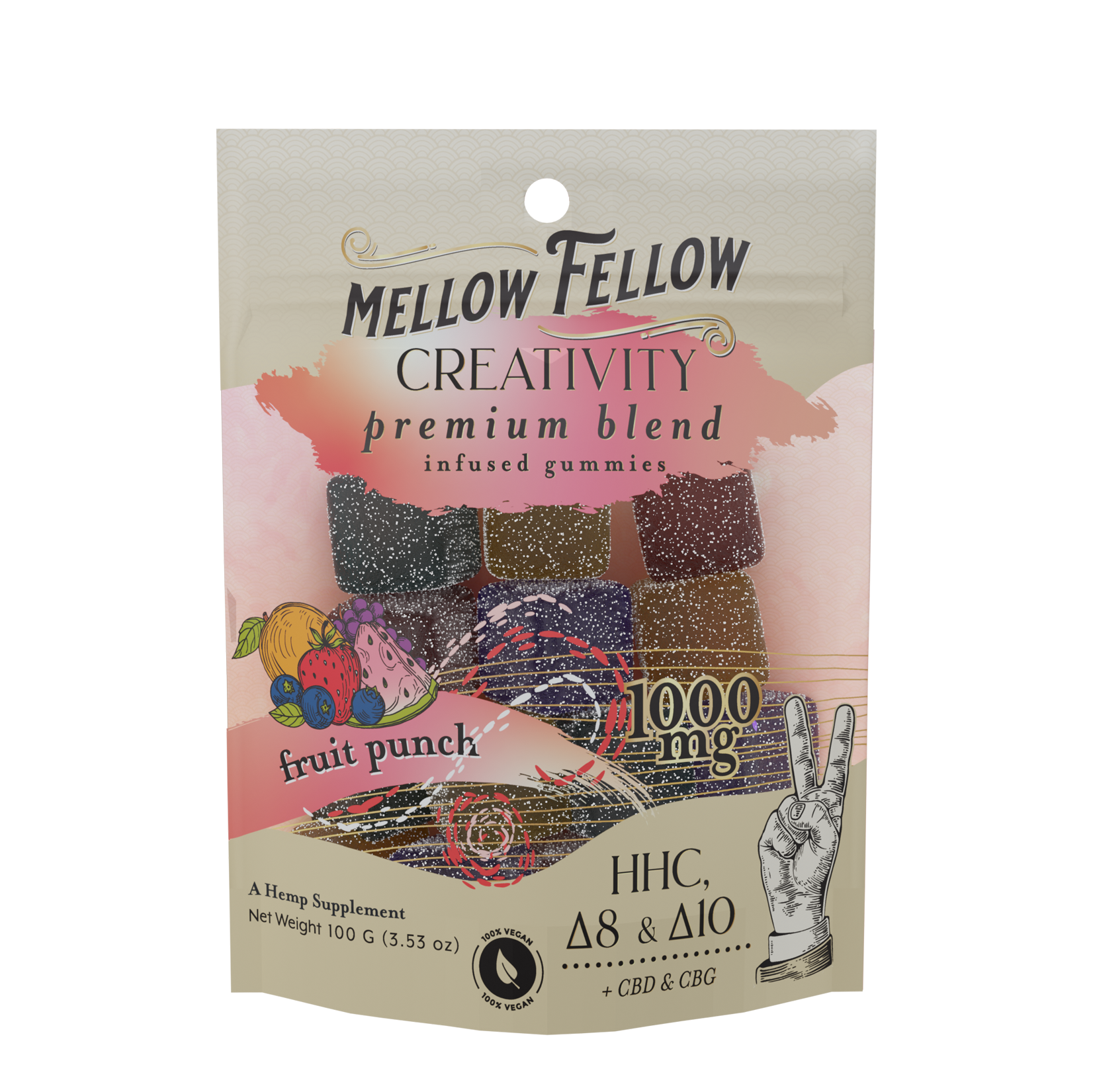 Mellow Fellow Premium M-Fusion 20pc Edibles 1000mg Creativity Blend Fruit Punch