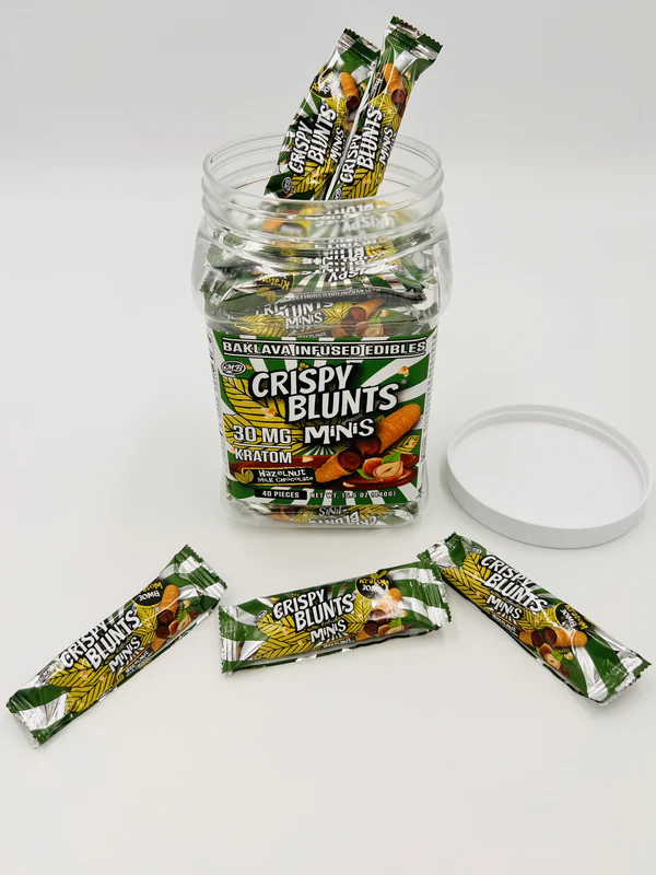 Crispy Blunts Mini 1pc Edibles 30mg Kratom Peanut Butter Chocolate 40ct