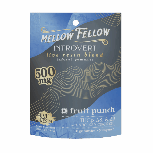 Mellow Fellow Live Resin M-Fusions 10pc Edibles 500mg Introvert Blend Fruit Punch