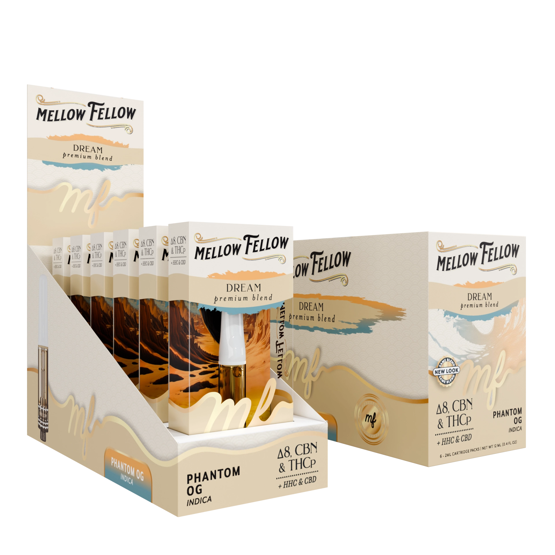 Mellow Fellow Premium Vape Cartridges 2ml Dream Blend Phantom OG (Indica)