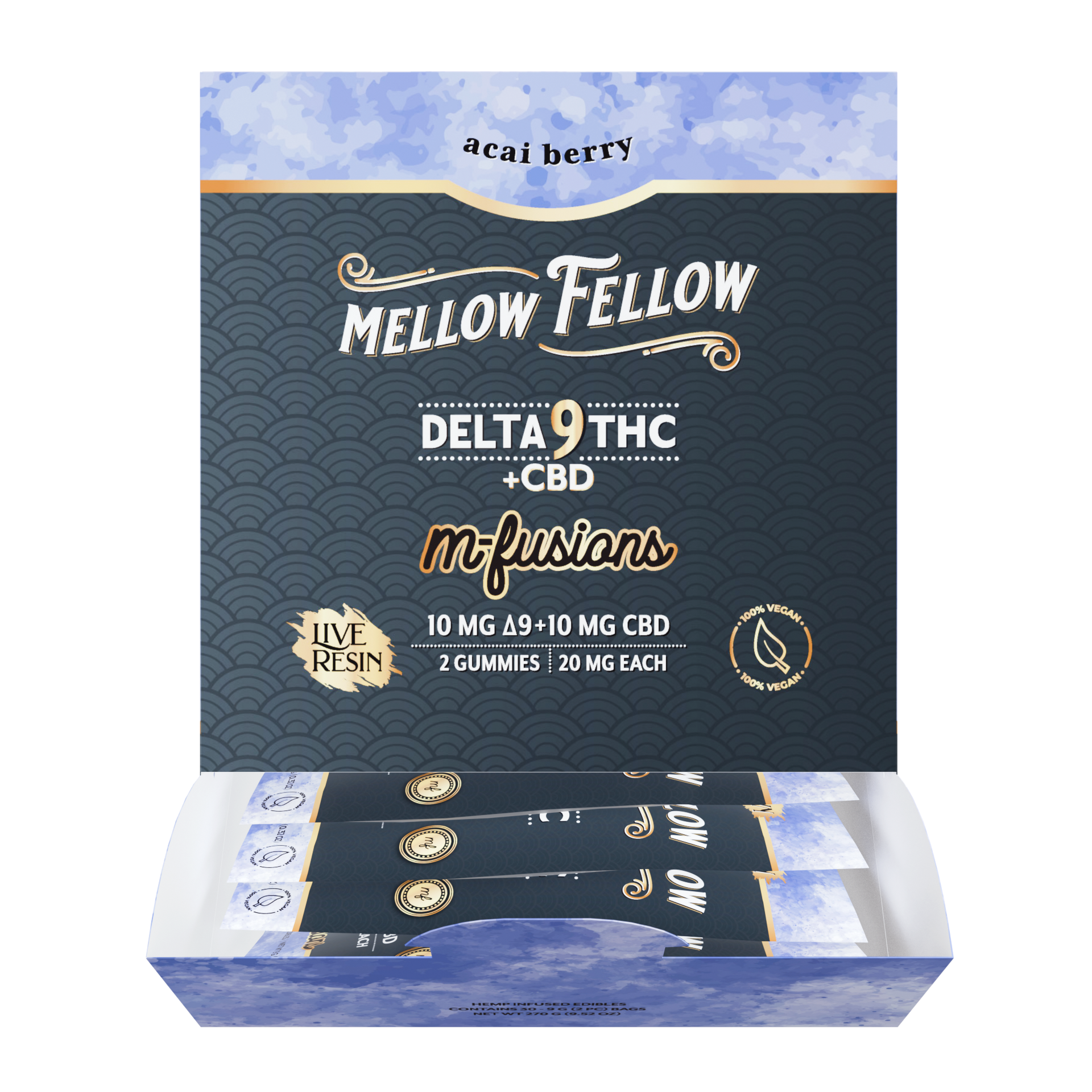 Mellow Fellow Live Resin M-Fusions 2pc Edibles 40mg D9 Acai
