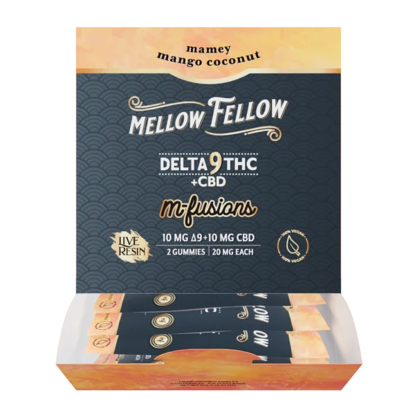 Mellow Fellow Live Resin M-Fusions 2pc Edibles 40mg D9 Mamey Mango Coconut