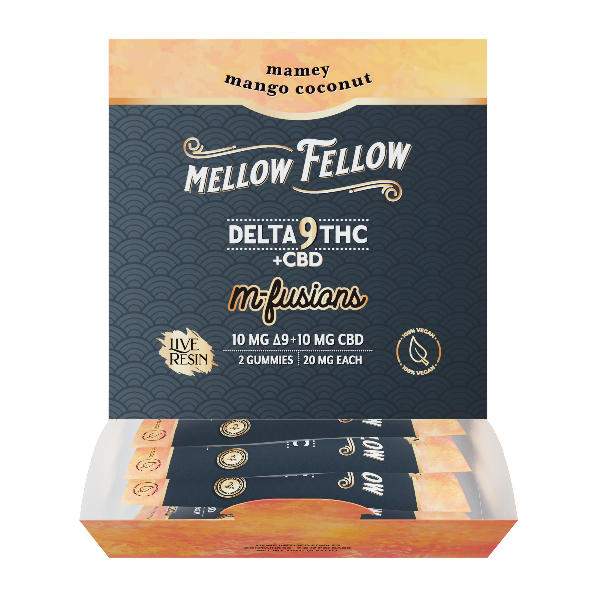 Mellow Fellow Live Resin M-Fusions 2pc Edibles 40mg D9 Mamey Mango Coconut