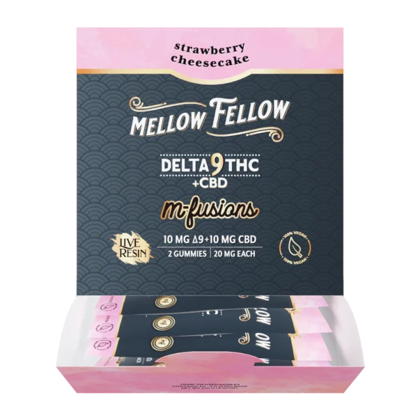 Mellow Fellow Live Resin M-Fusions 2pc Edibles 40mg D9 Strawberry Cheesecake