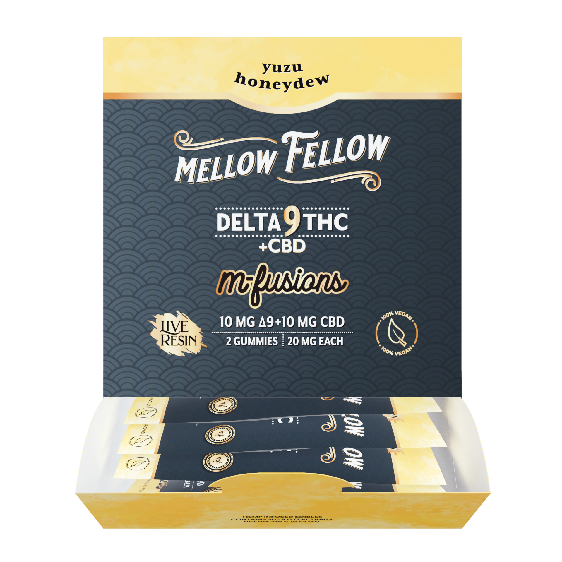 Mellow Fellow Live Resin M-Fusions 2pc Edibles 40mg D9 Yuzu Honeydew