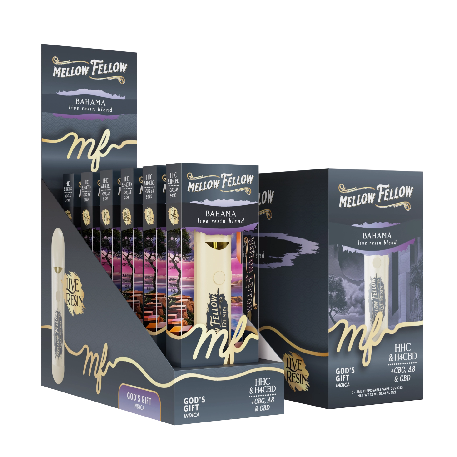 Mellow Fellow Disposable Vape Live Resin 2ml Bahama Blend God's Gift (Indica)