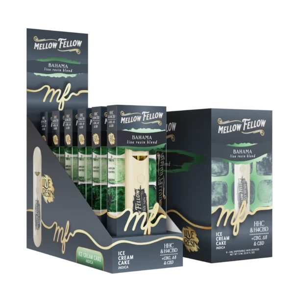 Mellow Fellow Disposable Vape Live Resin 2ml Bahama Blend Ice Cream Cake (Indica)