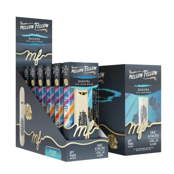 Mellow Fellow Disposable Vape Live Resin 2ml Bahama Blend Jet Fuel (Sativa)
