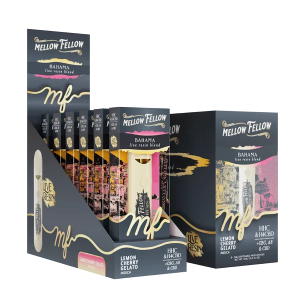 Mellow Fellow Disposable Vape Live Resin 2ml Bahama Blend Lemon Cherry Gelato (Indica)