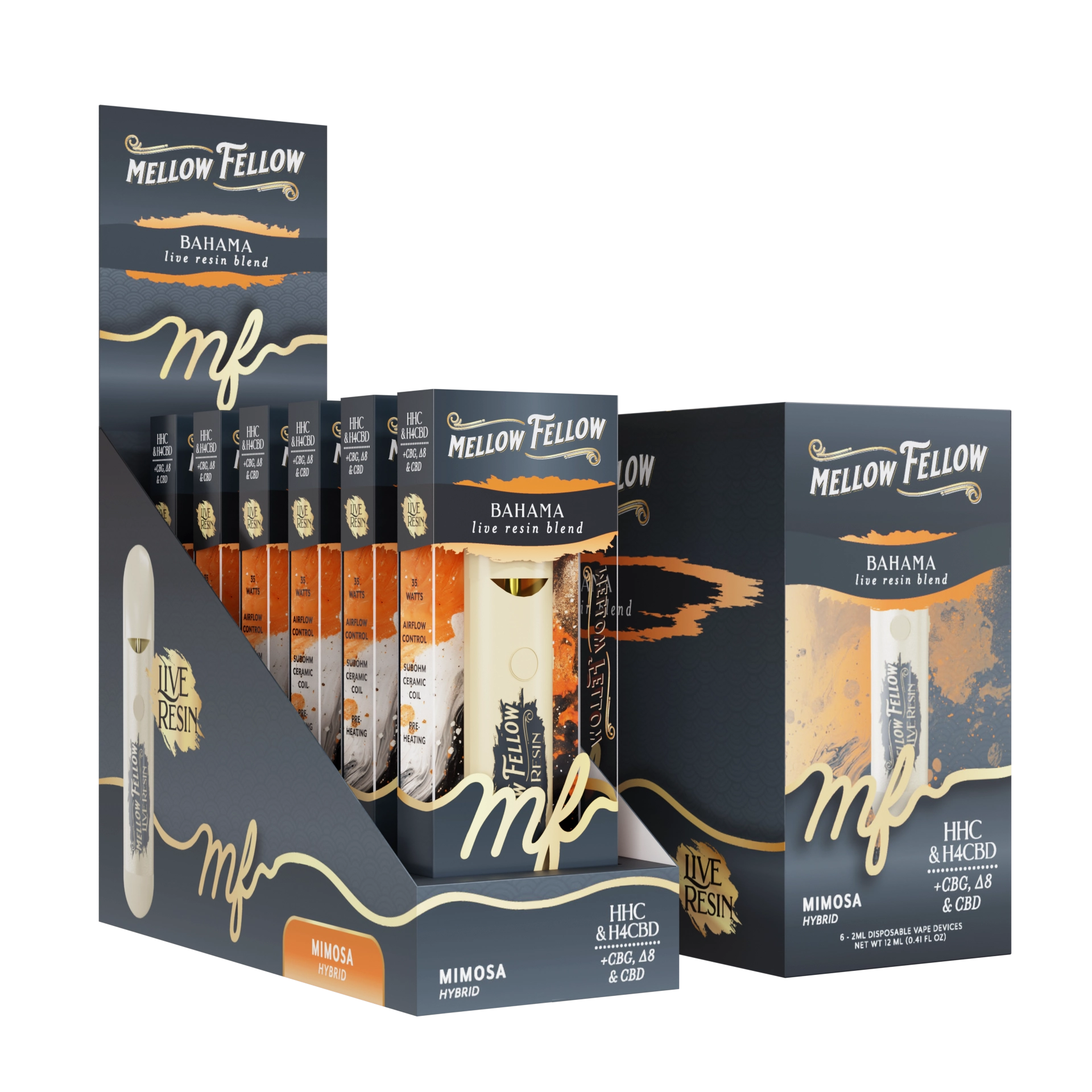 Mellow Fellow Disposable Vape Live Resin 2ml Bahama Blend Mimosa (Hybrid)