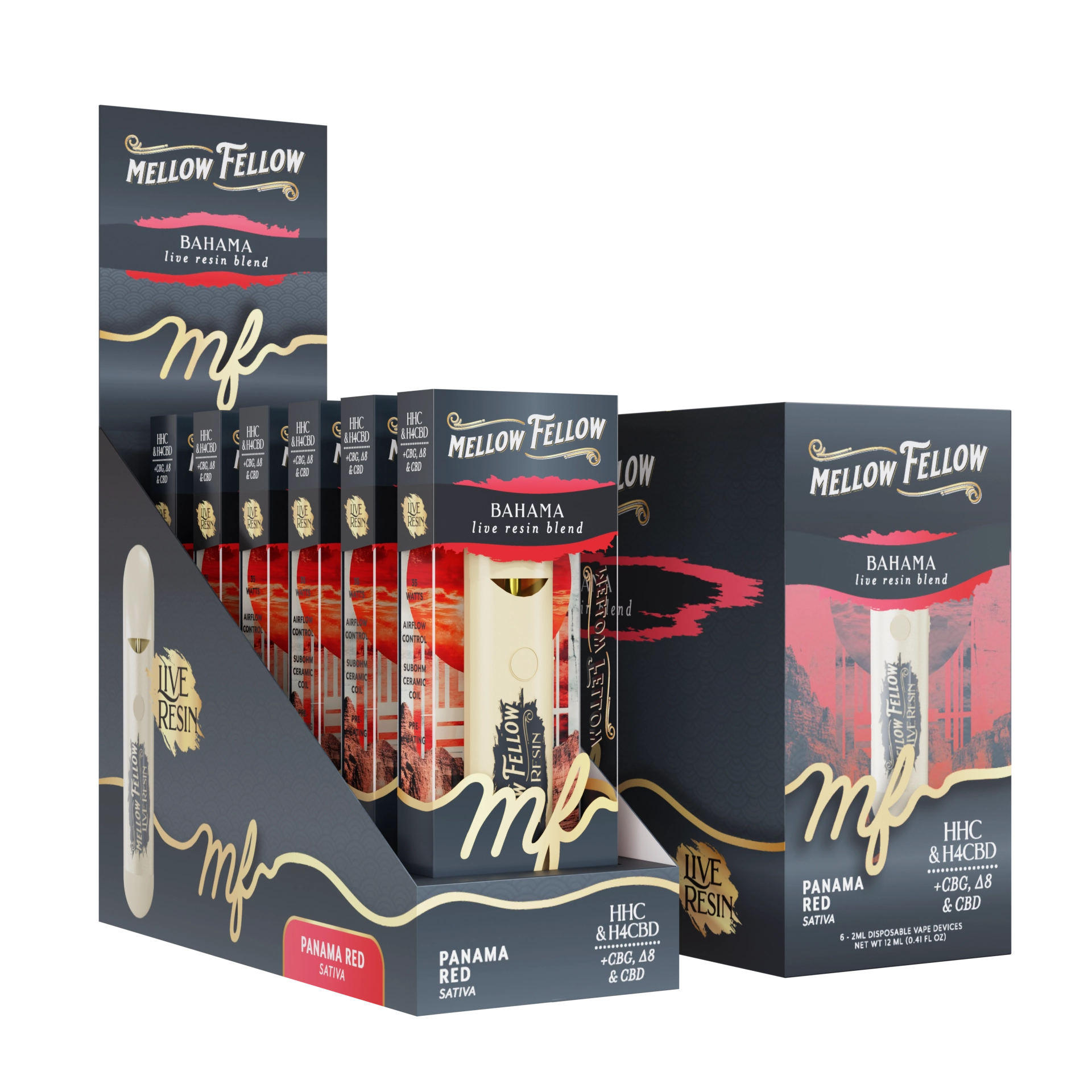 Mellow Fellow Disposable Vape Live Resin 2ml Bahama Blend Panama Red (Sativa)