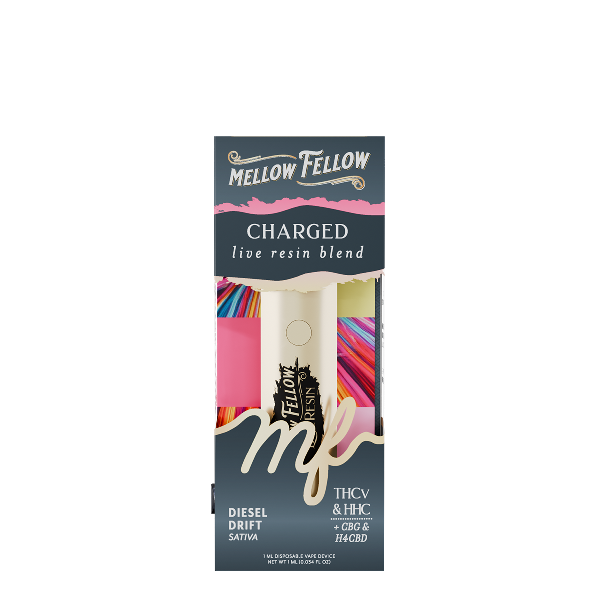 Mellow Fellow Live Resin Disposable Vape 1ml Charged Blend Diesel Drift (sativa)