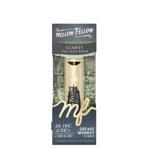 Mellow Fellow Live Resin Vape Disposable 2ml Clarity Blend Grease Monkey (hybrid)