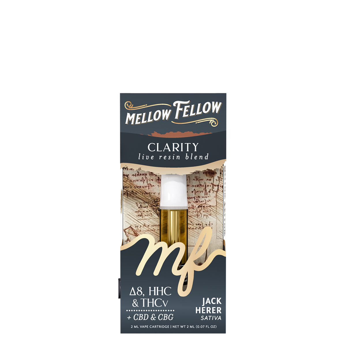 Mellow Fellow Live Resin Vape Cartridge 2ml Clarity Blend Jack Herer (sativa)