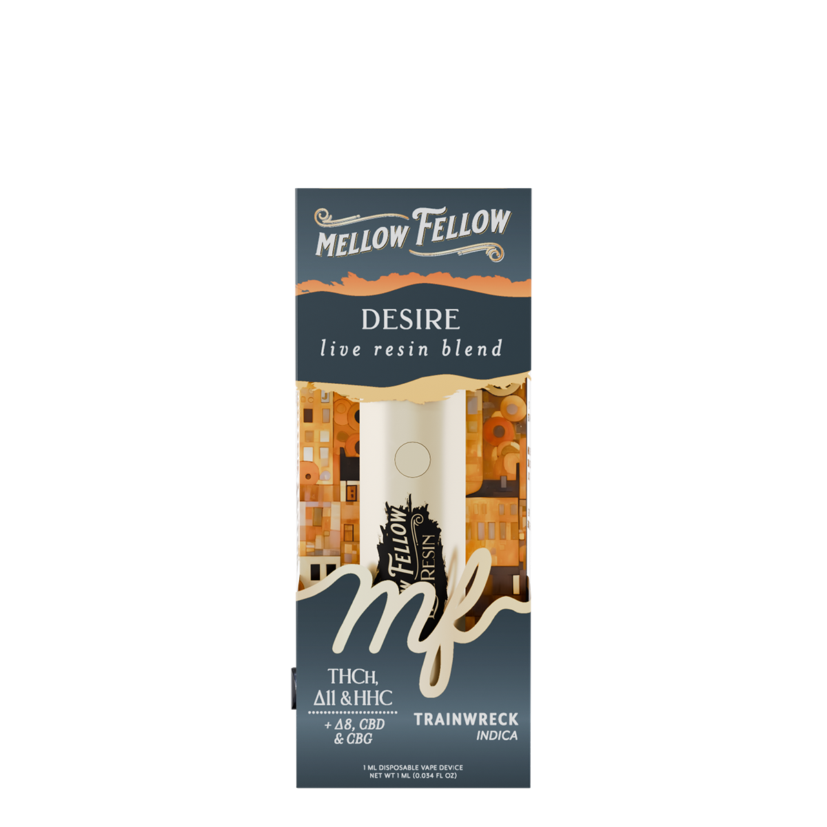 Mellow Fellow Live Resin Disposable Vape 1ml Desire Blend Trainwreck (Indica)