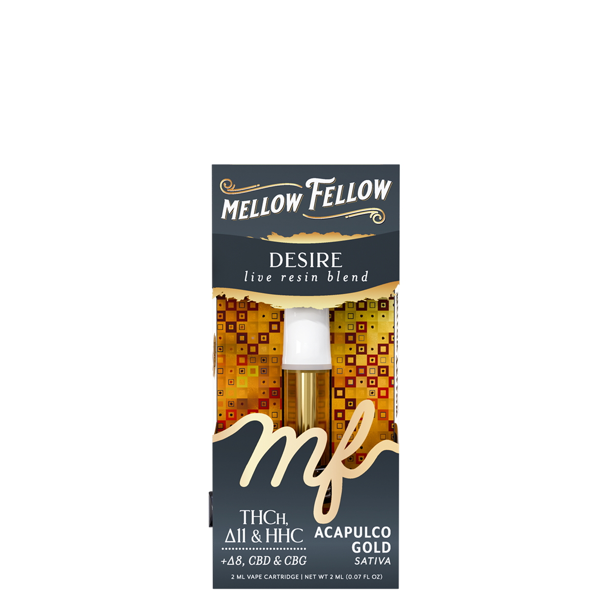 Mellow Fellow Live Resin Vape Cartridge 2ml Desire Blend Acapulco Gold (sativa)