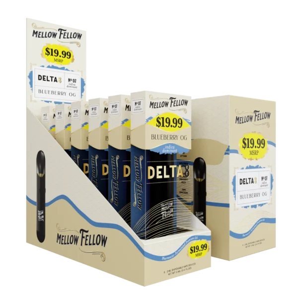 Mellow Fellow Premium Pre-Priced Vape Disposable 2ml D8 Blueberry OG (indica)