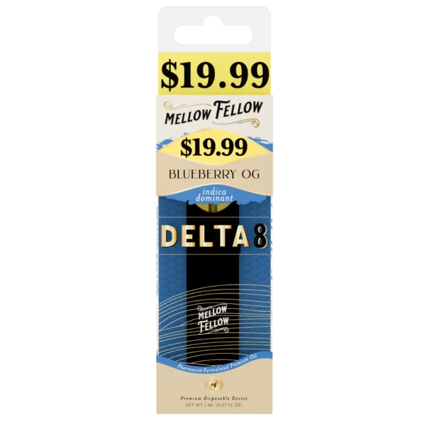 Mellow Fellow Premium Pre-Priced Vape Disposable 2ml D8 Blueberry OG (indica)