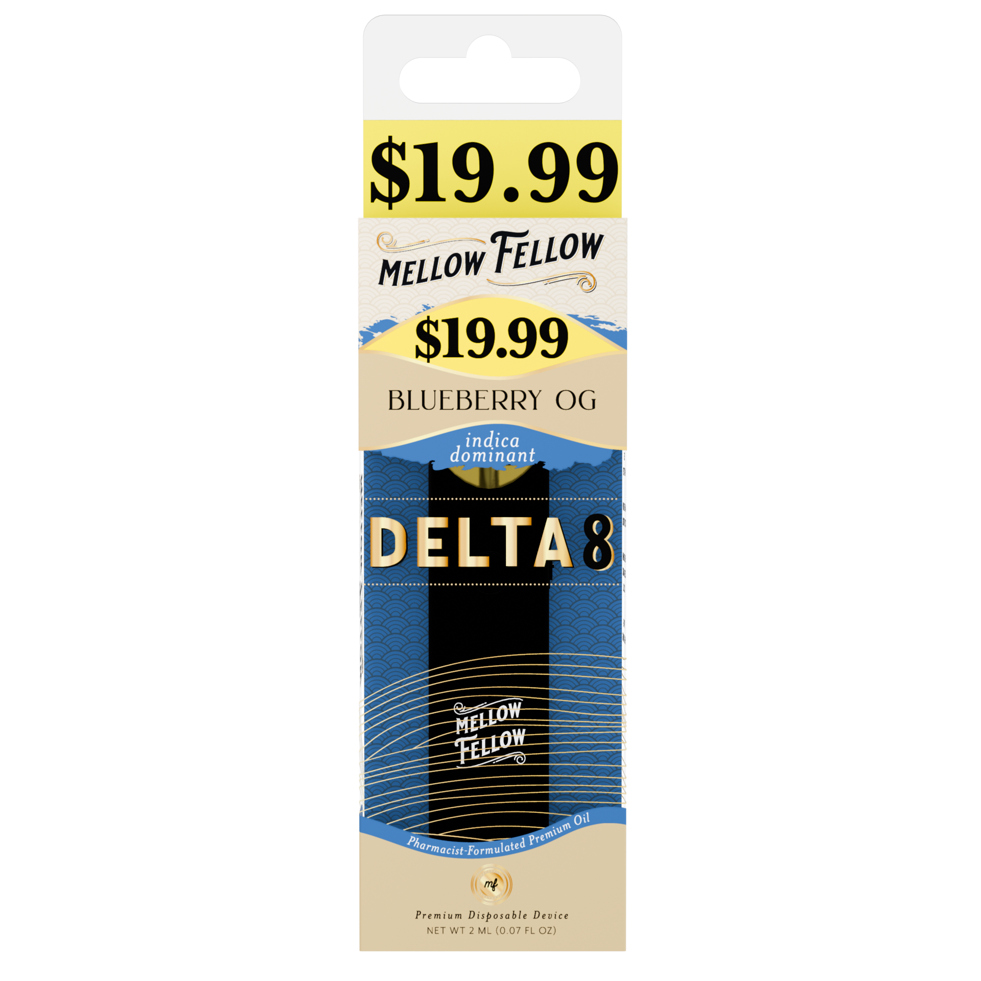 Mellow Fellow Premium Pre-Priced Disposable Vape 2ml D8 Blueberry OG (indica)
