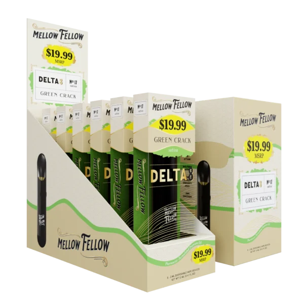 Mellow Fellow Premium Pre-Priced Vape Disposable 2ml D8 Green Crack (sativa)