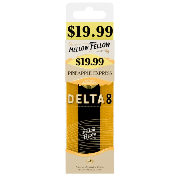 Mellow Fellow Premium Pre-Priced Vape Disposable 2ml D8 Pineapple Express (sativa)