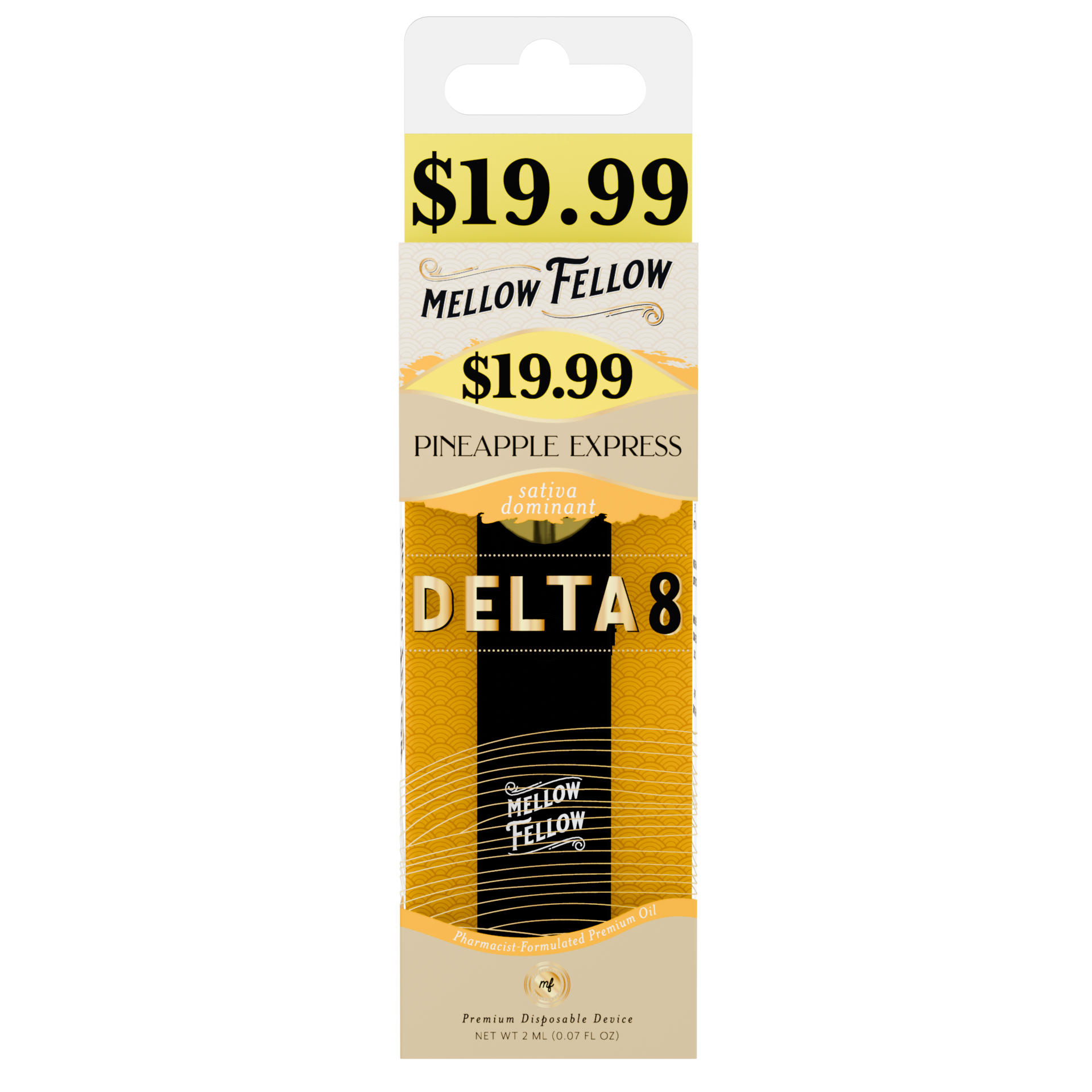Mellow Fellow Premium Pre-Priced Disposable Vape 2ml D8 Pineapple Express (sativa)