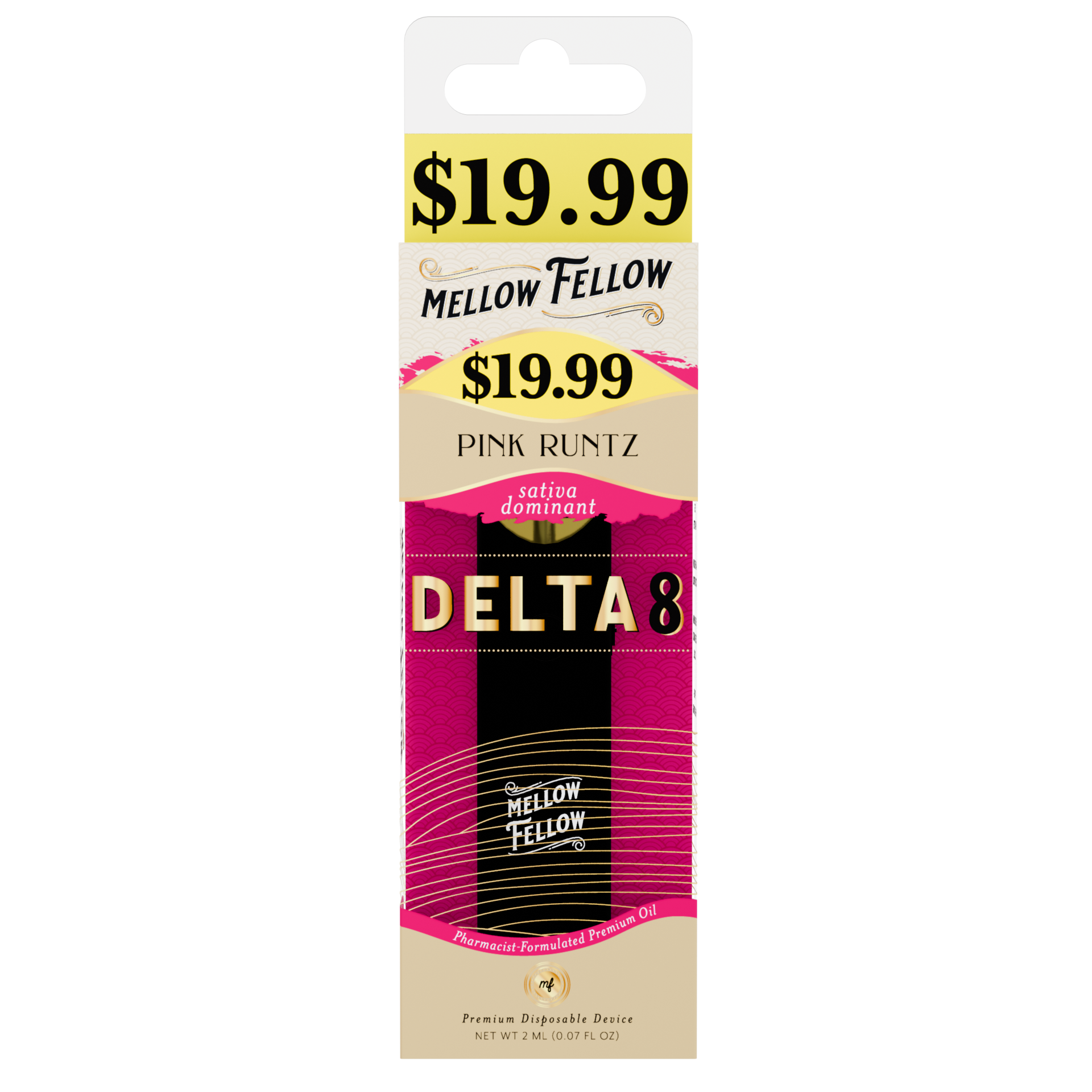 Mellow Fellow Premium Pre-Priced Disposable Vape 2ml D8 Pink Runtz (sativa)