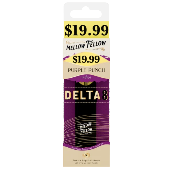 Mellow Fellow Premium Pre-Priced Vape Disposable 2ml D8 Purple Punch (Indica)