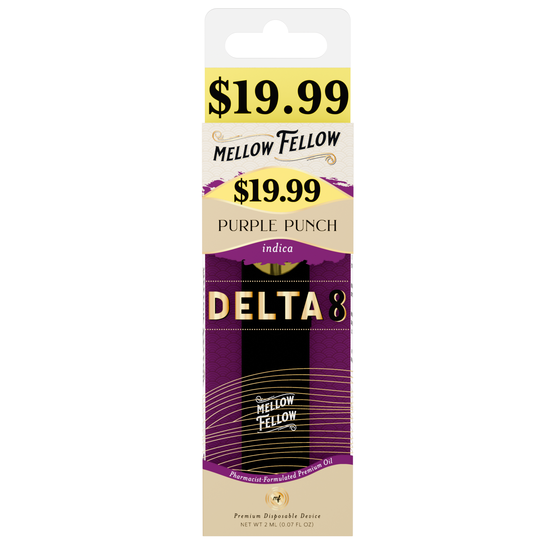 Mellow Fellow Premium Pre-Priced Disposable Vape 2ml D8 Purple Punch (Indica)