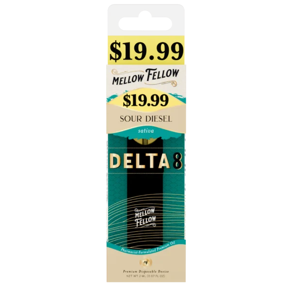 Mellow Fellow Premium Pre-Priced Vape Disposable 2ml D8 Sour Diesel (sativa)